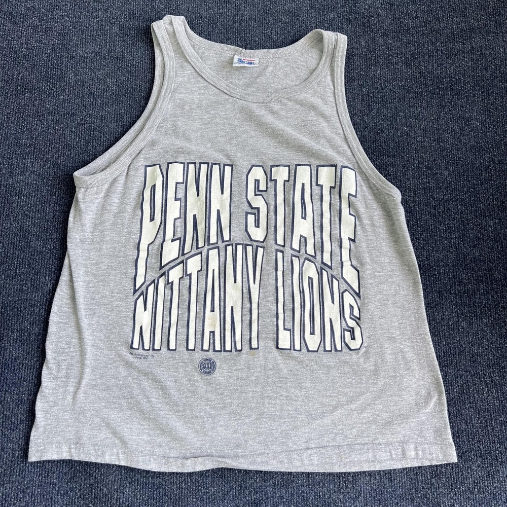 Vintage Penn State Nittany Lions Tank Top Shirt Mens XL Gray NCAA Football USA